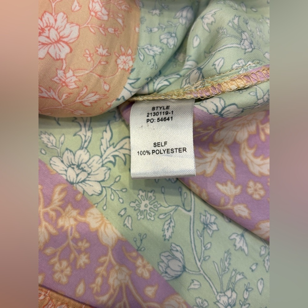 Current Air Anthropologie Floral Patchwork Boho Blouse XS Pastel Cottagecore Top - Picture 5 of 7